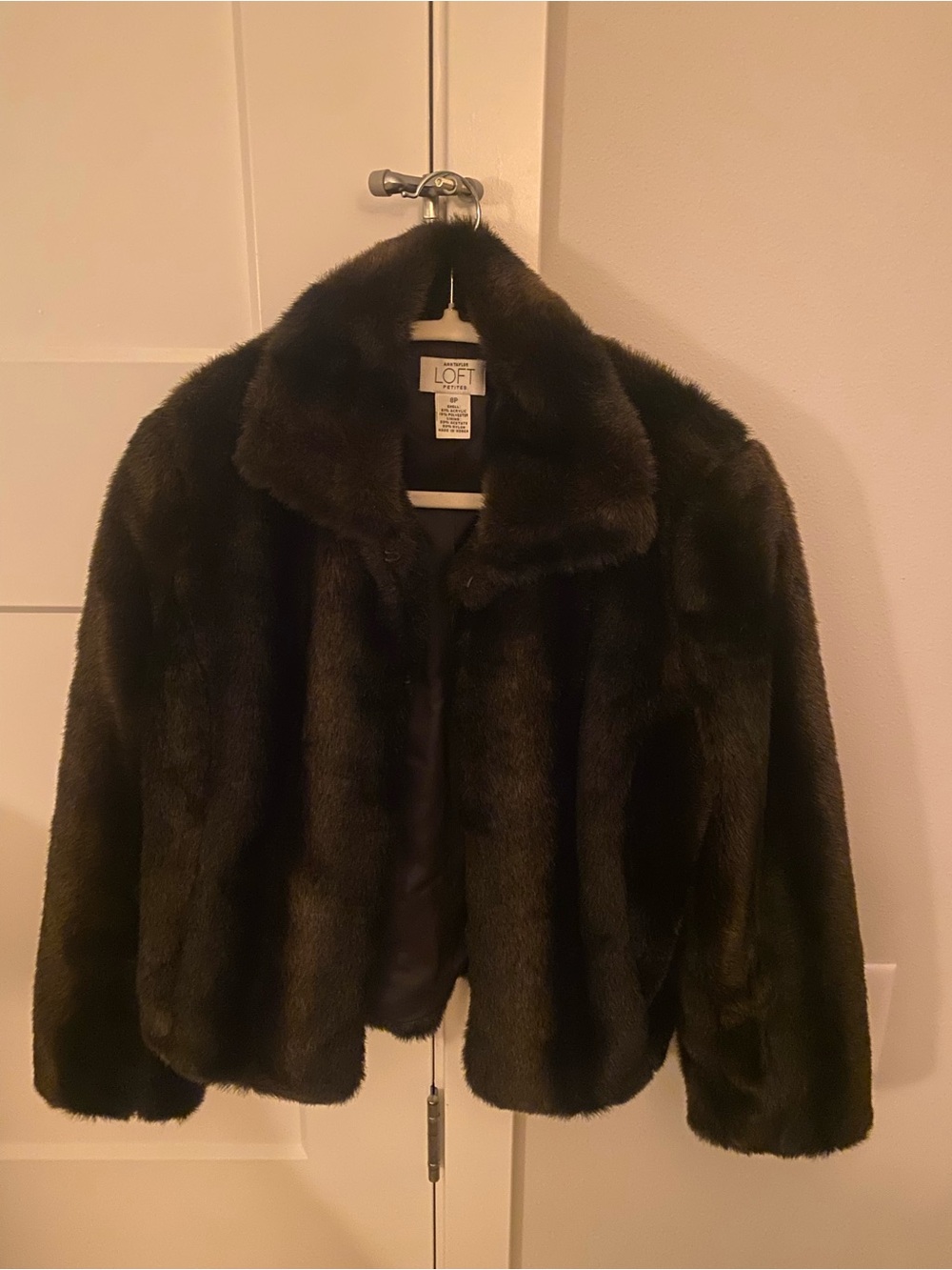 Ann Taylor LOFT Brown Faux Fur Teddy fully lined Jacket/NWOT 🤎💋☕️🍫🍪